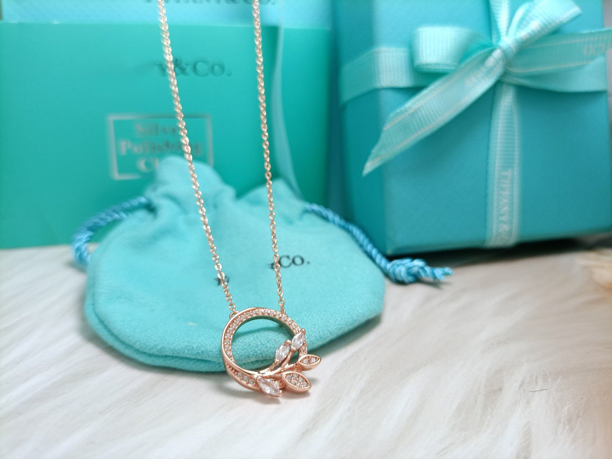 [Glow Muse ]DIAMOND VINE CIRCLE PENDANT PLATINUM NECKLACE