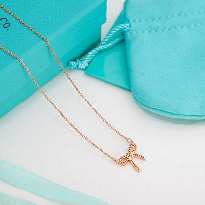 [Glow Muse ]RIBBON NECKLACE BOW PENDANT DIAMOND CHARM CHAIN