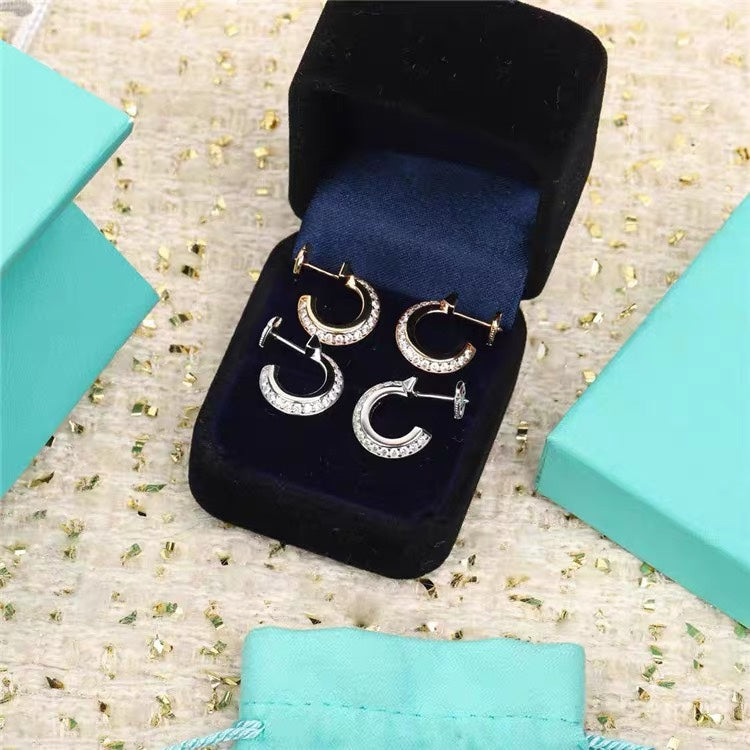 [Glow Muse ]HOOP EARRINGS IN ROSE GOLD WITH DIAMONDS