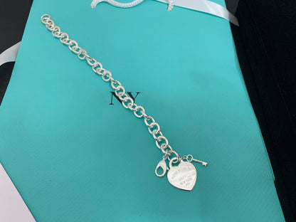[Glow Muse ]KEY HEART CARD CHUNKY INTERLOCKING BRACELET LENGTH