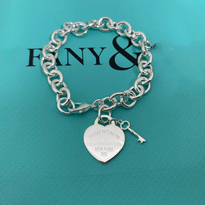 [Glow Muse ]KEY HEART CARD CHUNKY INTERLOCKING BRACELET LENGTH