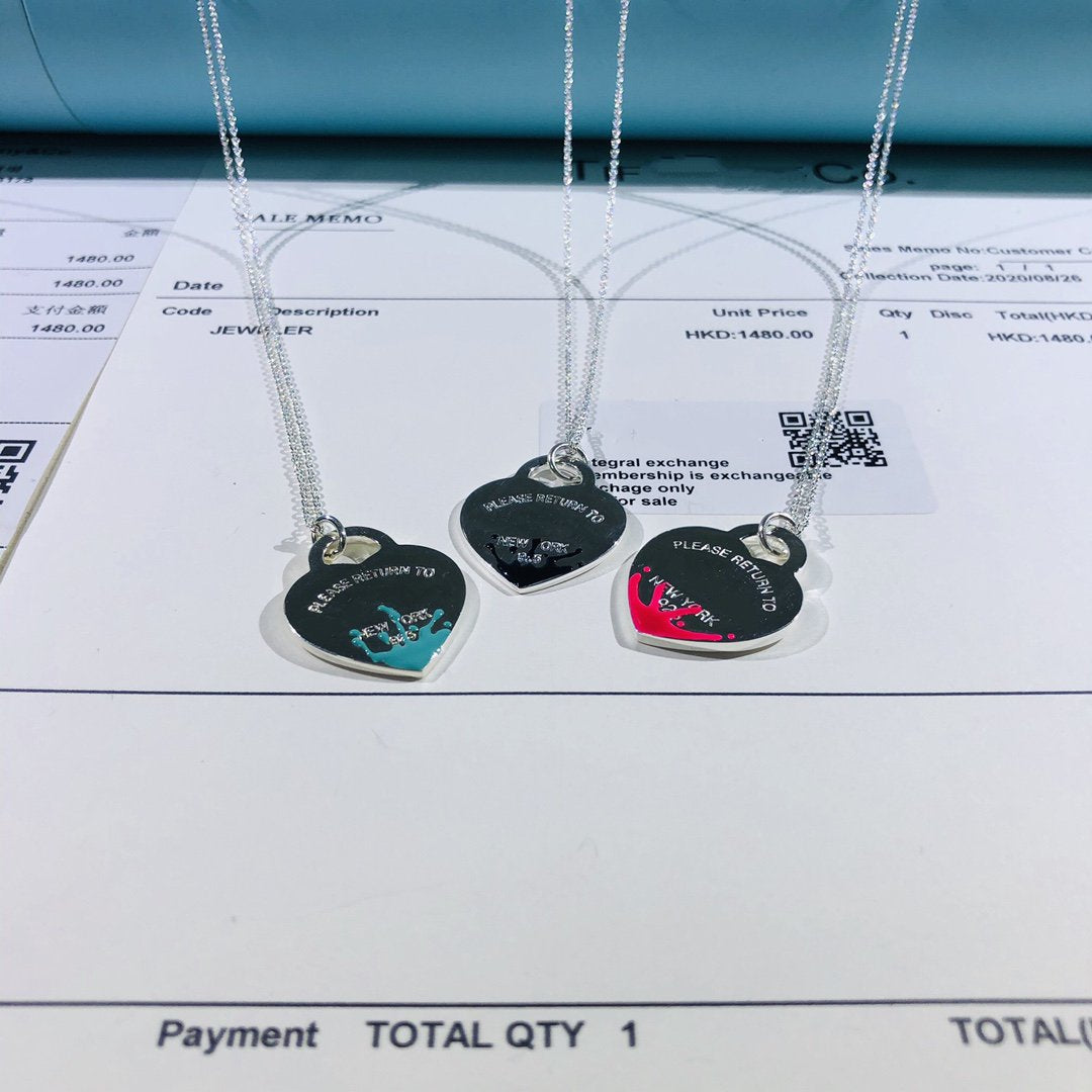 [Glow Muse ]COLOUR HEART SPLASH TAG NECKLACE