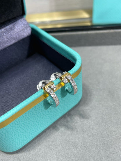 [Glow Muse ]EDGE DIAMOND PINK GOLD EARRINGS