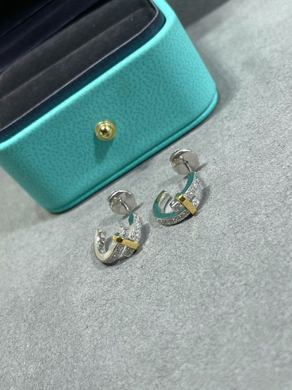 [Glow Muse ]EDGE DIAMOND PINK GOLD EARRINGS
