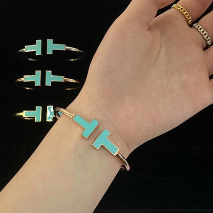 [Glow Muse ]T WIDE TURQUOISE OPEN BRACELET