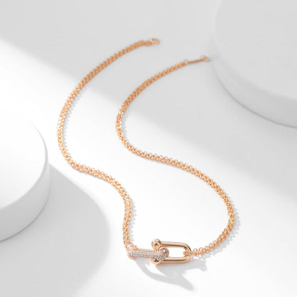 [Glow Muse ]HARDWEAR DIAMOND PEDANT DOUBLE CHAIN NECKLACE