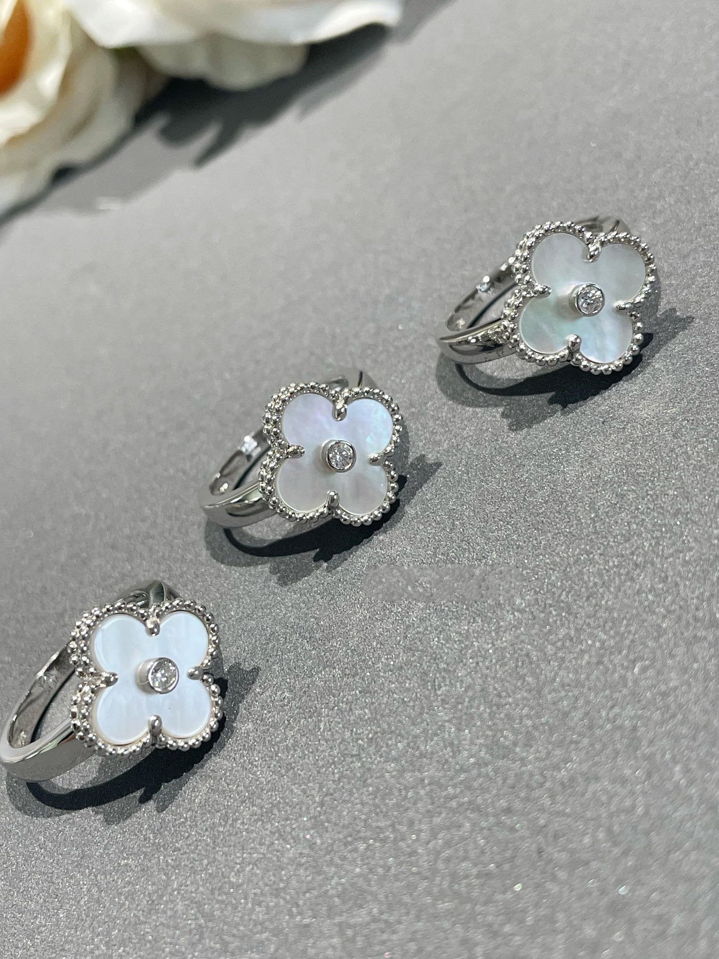 [Glow Muse]CLOVER SILVER MOP DIAMOND RING