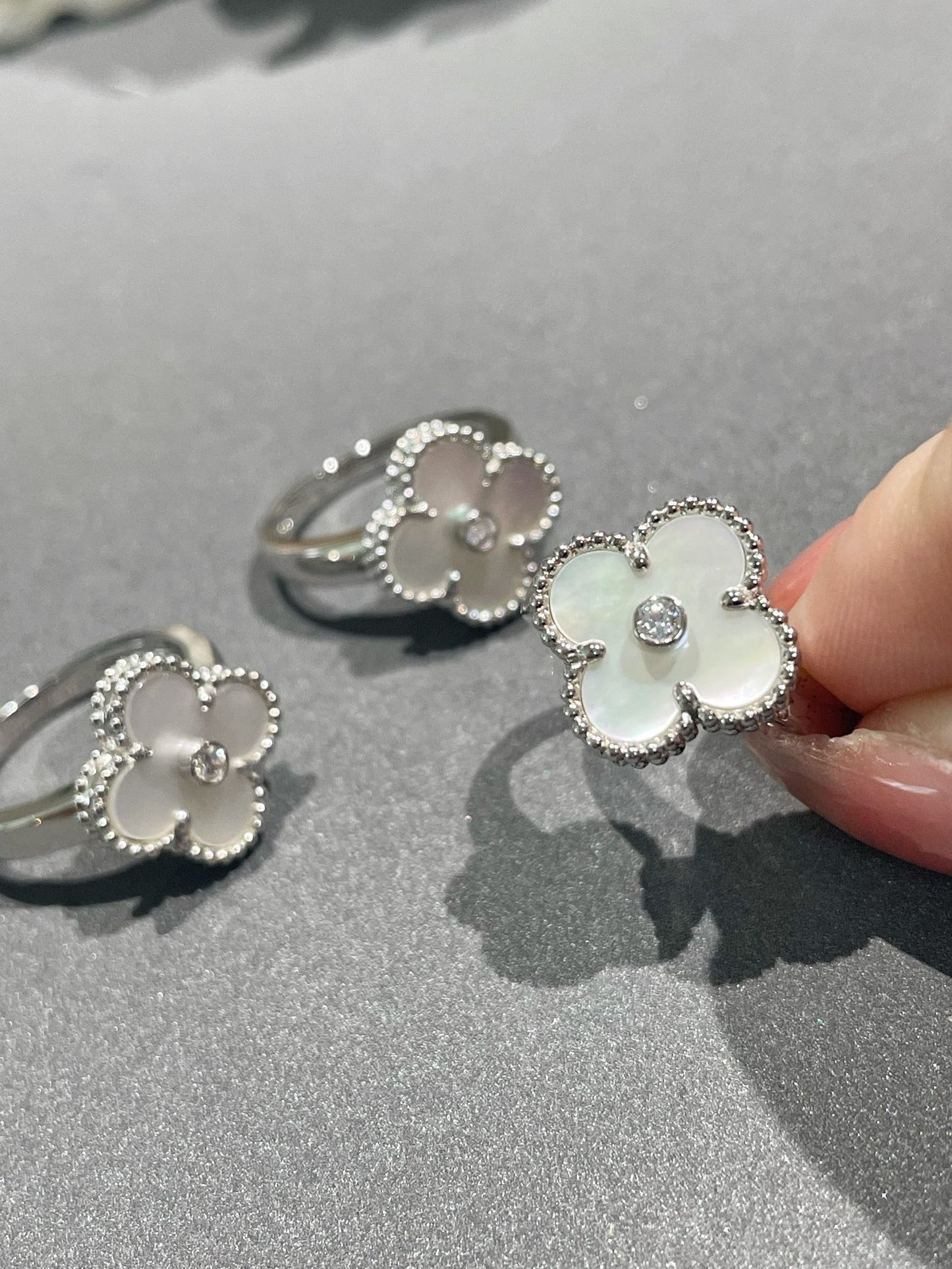 [Glow Muse]CLOVER SILVER MOP DIAMOND RING