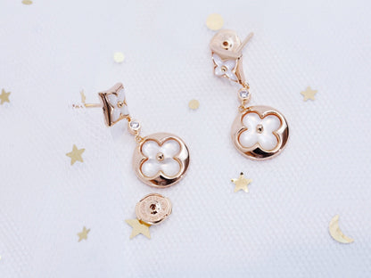 [グロウミューズ]星と太陽 ピンクゴールド マザーオブパール ドロップピアス