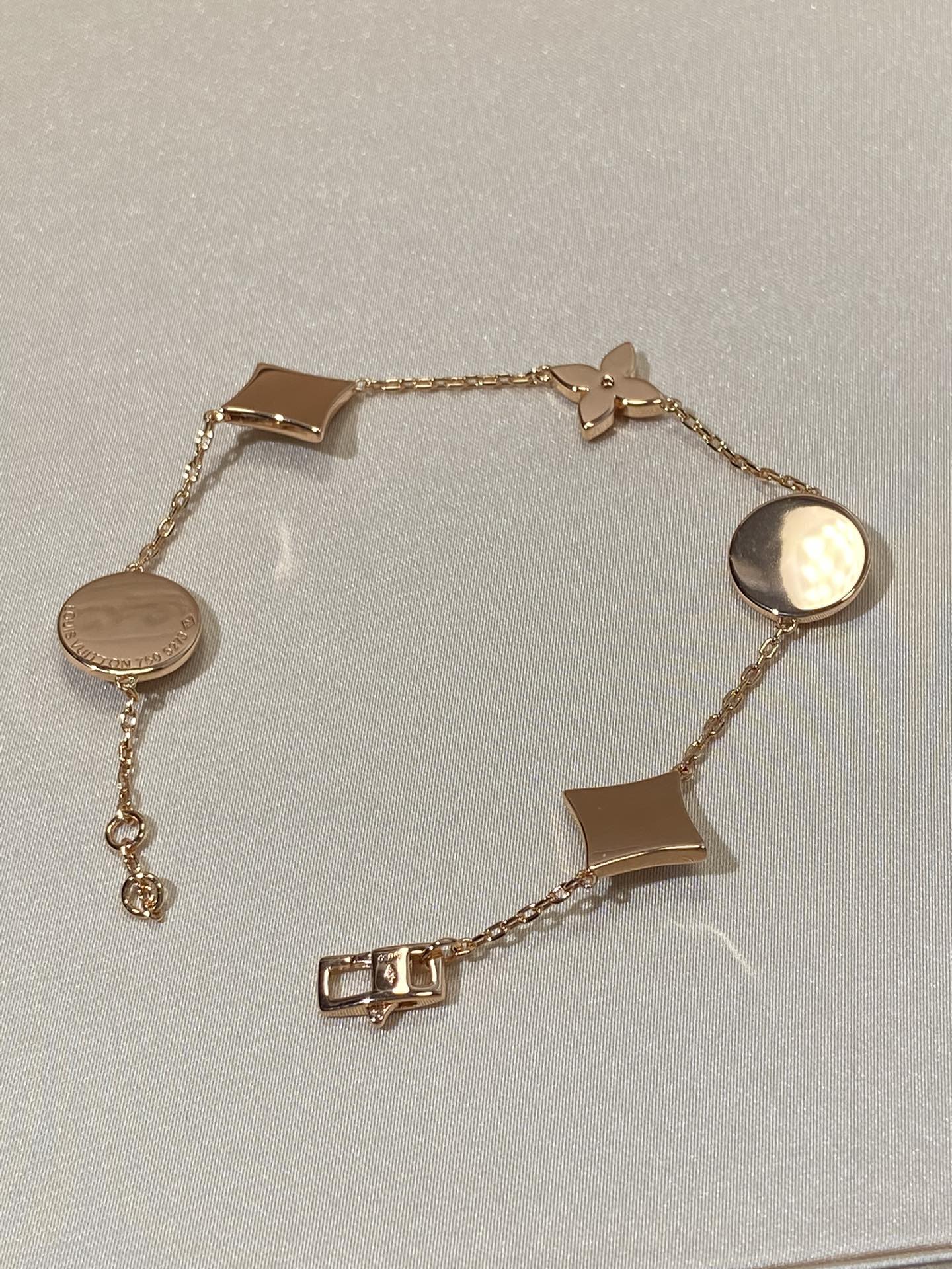 [Glow Muse]STAR AND SUN 5 MOTIF MOP PINK GOLD BRACELET