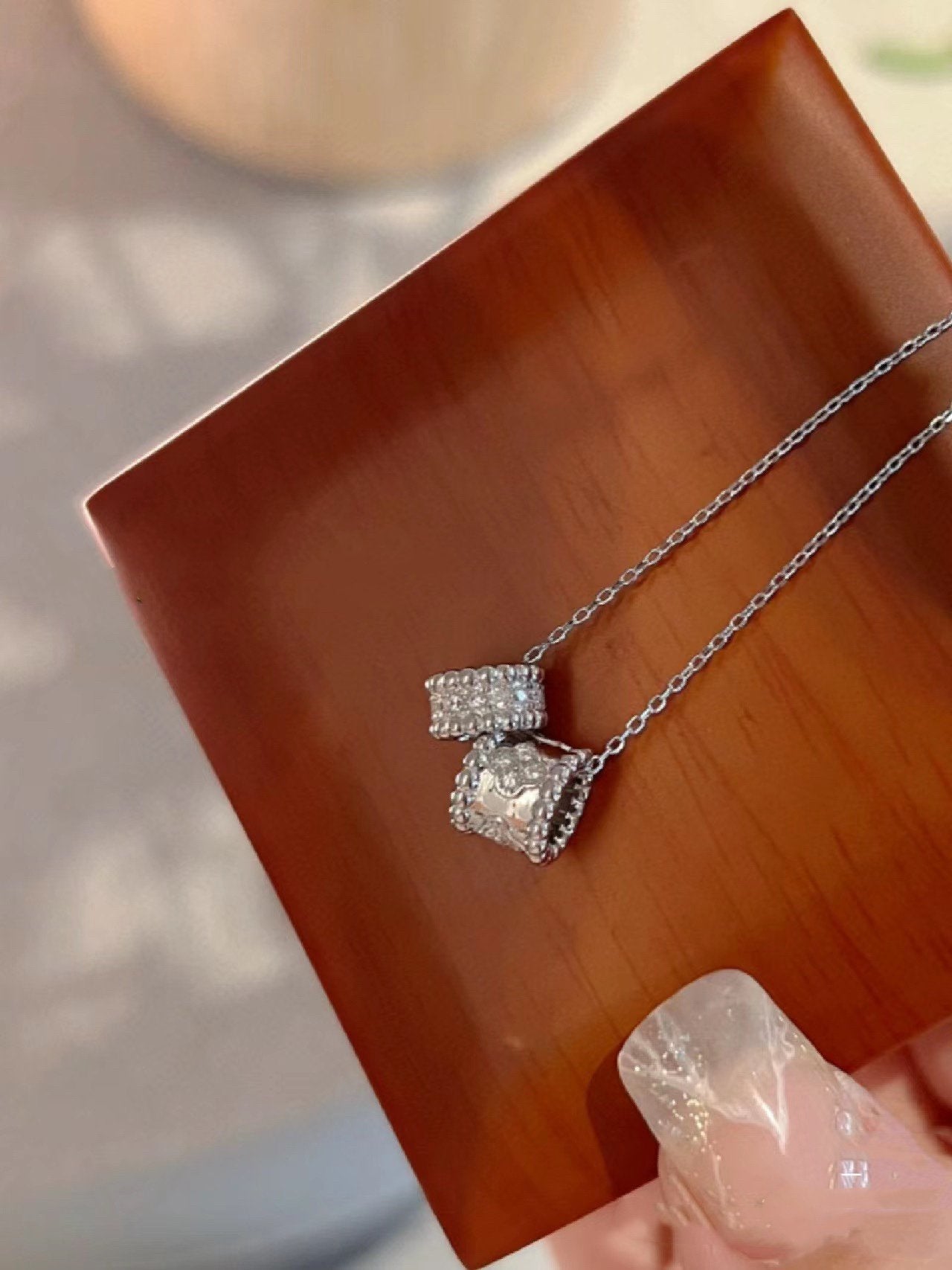 [グローマス] ペルレ ダブルペンダント シルバー ダイヤモンド ネックレス