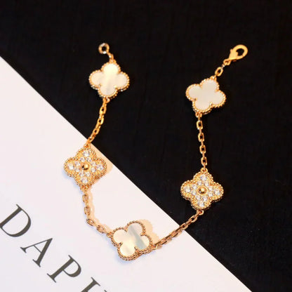 [⭐Glow Muse]CLOVER WHITE PEARL MOP 5 MOTIF BRACELET COLLECTION