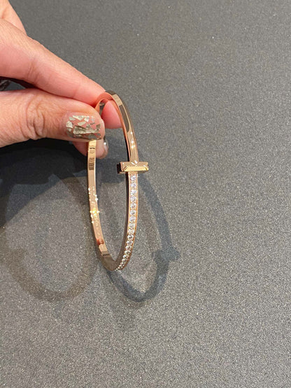 [Glow Muse ]NARROW T1 HINGED BANGLE DIAMOND PINK GOLD