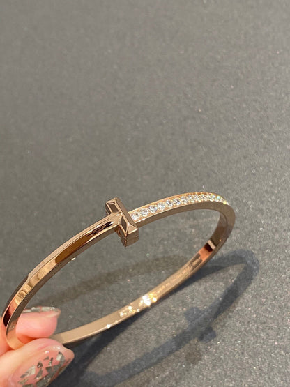 [Glow Muse ]NARROW T1 HINGED BANGLE DIAMOND PINK GOLD