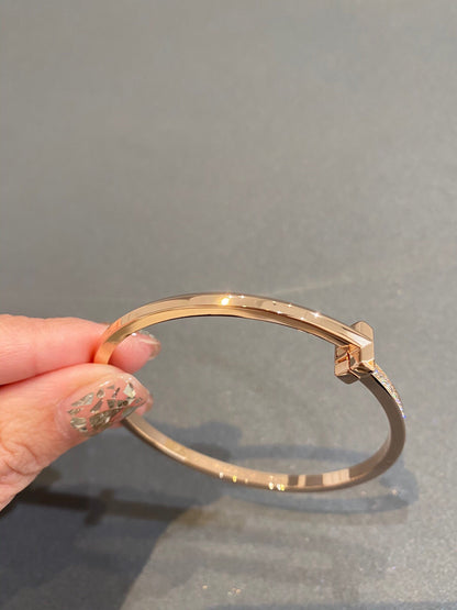 [Glow Muse ]NARROW T1 HINGED BANGLE DIAMOND PINK GOLD