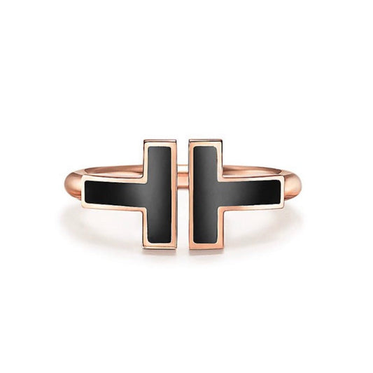 [Glow Muse ]T SMALL ONYX PINK GOLD RING