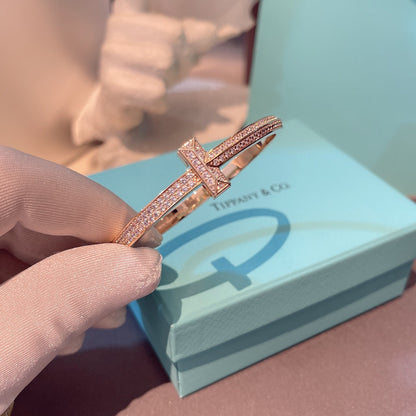 [Glow Muse ]T1 WIDE HINGED BANGLE DIAMOND PAVED BRACELET