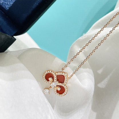 [Glow Muse ]FLEUR DE LIS PINK GOLD DIAMOND NECKLACE