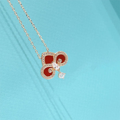[Glow Muse ]FLEUR DE LIS PINK GOLD DIAMOND NECKLACE