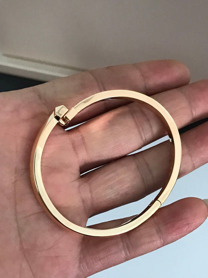 [Glow Muse ]T1 WIDE DIAMOND HINGED BANGLE PINK GOLD