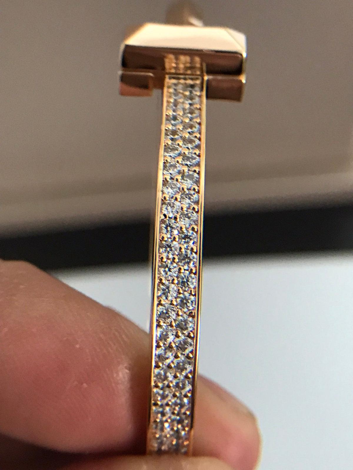 [Glow Muse ]T1 WIDE DIAMOND HINGED BANGLE PINK GOLD