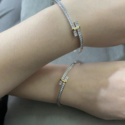 [Glow Muse ]EDGE DIAMOND GOLD SILVER BRACELET