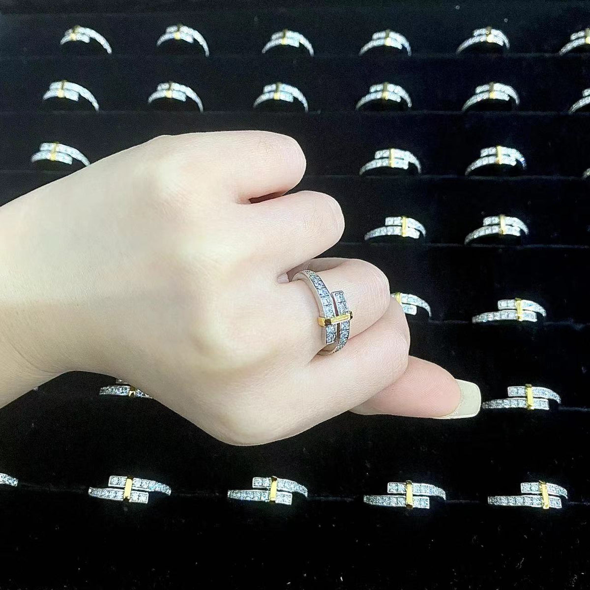 [Glow Muse ]EDGE GOLD SILVER DIAMOND RING