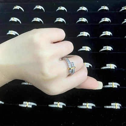 [Glow Muse ]EDGE GOLD SILVER DIAMOND RING