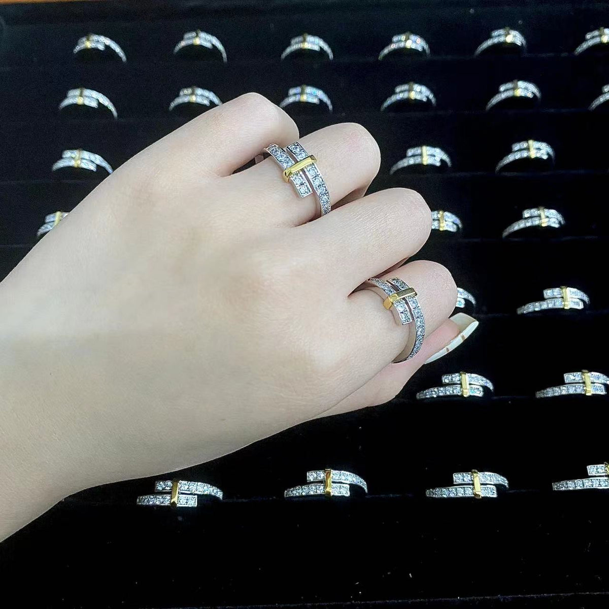 [Glow Muse ]EDGE GOLD SILVER DIAMOND RING