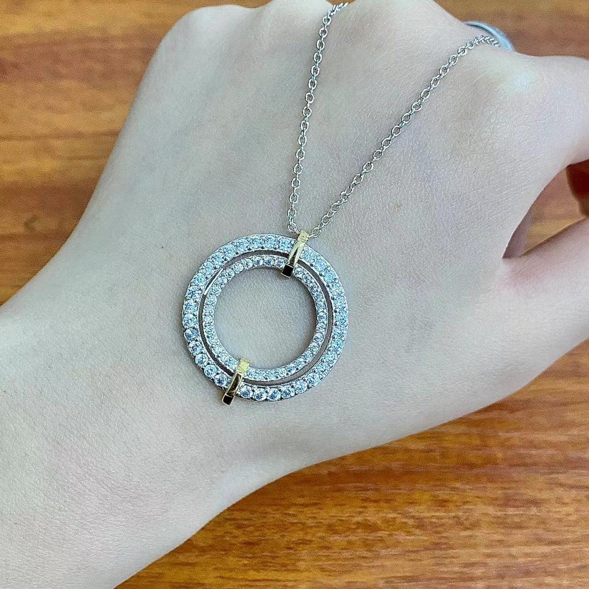 [Glow Muse ]EDGE DIAMOND GOLD SILVER NECKLACE