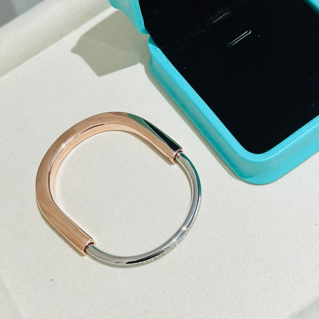 [Glow Muse ]LOCK PINK GOLD SILVER DIAMOND BRACELET