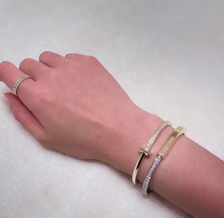 [Glow Muse ]LOCK PINK GOLD SILVER DIAMOND BRACELET