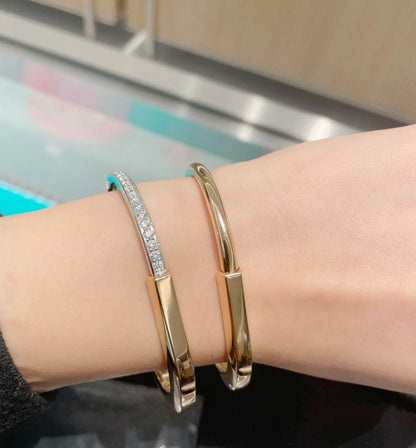 [Glow Muse ]LOCK PINK GOLD SILVER DIAMOND BRACELET