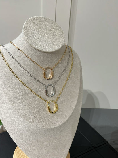 [Glow Muse ]LOCK MEDIUM PENDANT DIAMOND NECKLACE