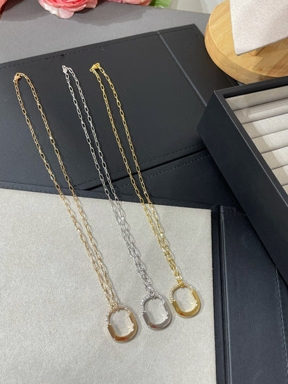 [Glow Muse ]LOCK MEDIUM PENDANT DIAMOND NECKLACE