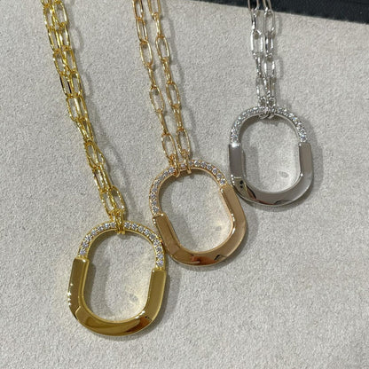 [Glow Muse ]LOCK MEDIUM PENDANT DIAMOND NECKLACE