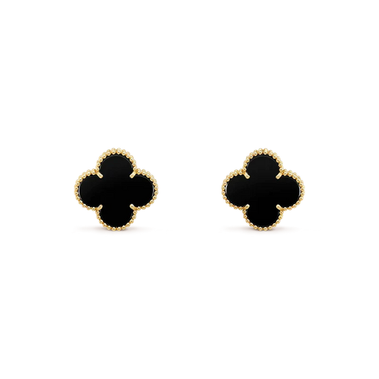 [Glow Muse]CLOVER MEDIUM 1 MOTIFS  ONYX STUD EARRINGS