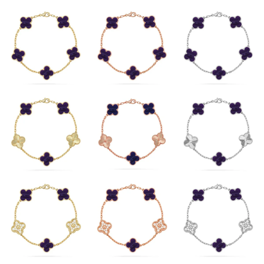 [⭐Glow Muse]CLOVER 5 MOTIF PURPLE STRIPES BRACELET COLLECTION