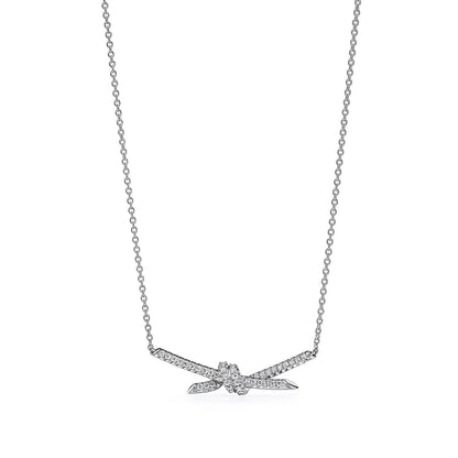 [Glow Muse ]KNOT PENDANT SILVER DIAMOND NECKLACE