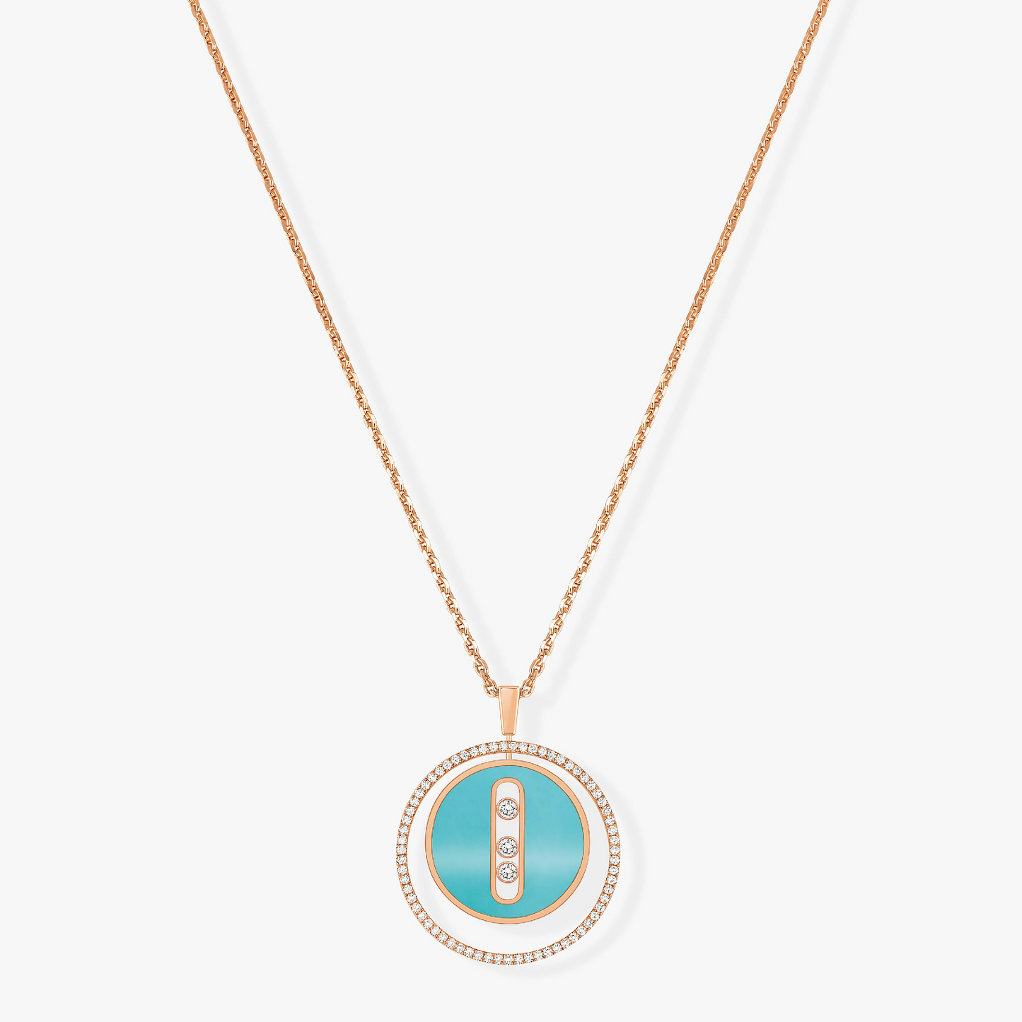 [Glow Muse]Demo MOVE 3 DIAMONDS TURQUOISE PINK GOLD DIAMOND NECKLACE