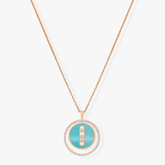 [Glow Muse]Demo MOVE 3 DIAMONDS TURQUOISE PINK GOLD DIAMOND NECKLACE