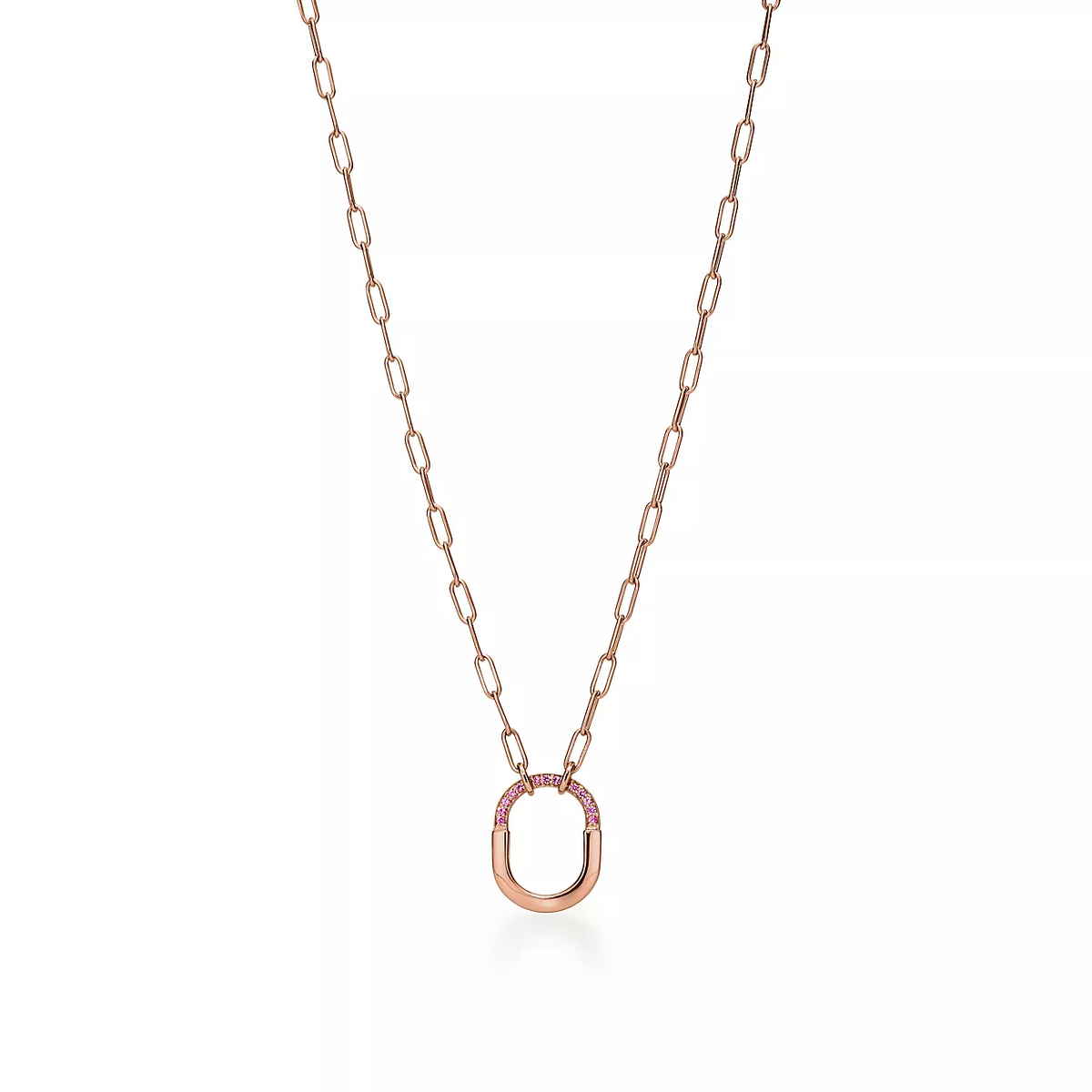 [Glow Muse ]LOCK SMALL PENDANT PINK DIAMOND PINK GOLD NECKLACE