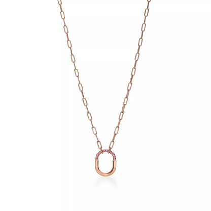 [Glow Muse ]LOCK SMALL PENDANT PINK DIAMOND PINK GOLD NECKLACE