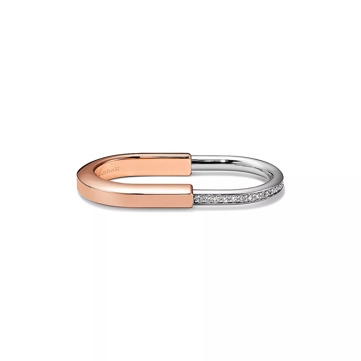 [Glow Muse ]LOCK RING TOW-FINGER ROSE AND WHITE GOLD DIAMONDS