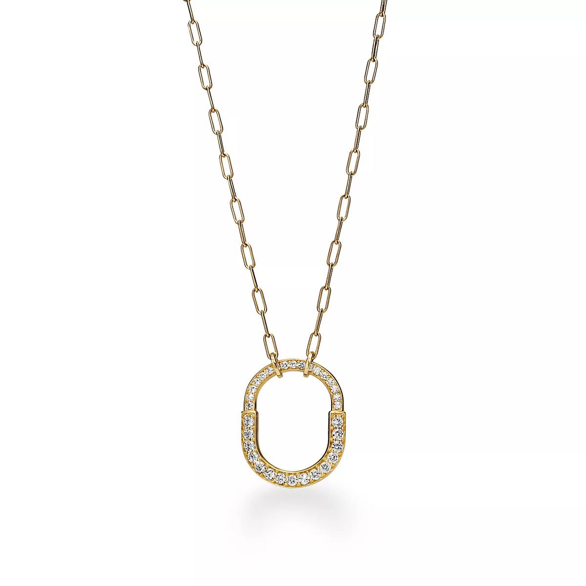 [Glow Muse ]LOCK NECKLACE MEDIUM PENDANT GOLD PAVED DIAMONDS