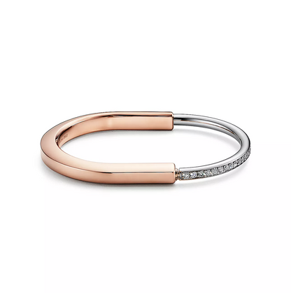 [Glow Muse ]LOCK BRACELET ROSE AND WHITE GOLD DIAMOND