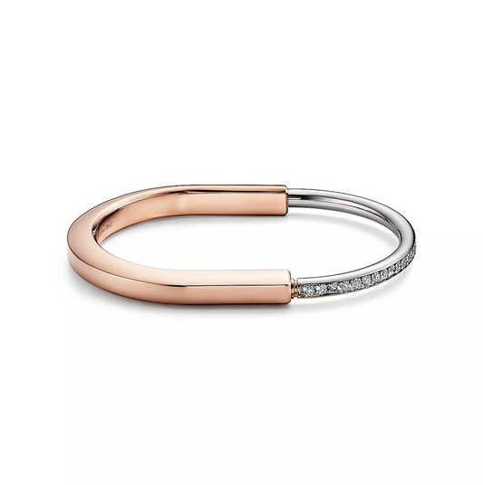 [Glow Muse ]LOCK BRACELET ROSE AND WHITE GOLD DIAMOND