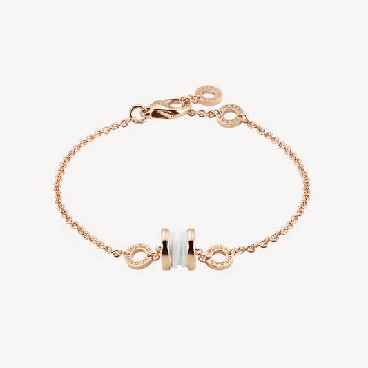 [Glow Muse]ZERO 1 SOFT PINK GOLD AND WHITE CERAMIC BRACELET