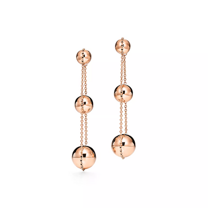 [Glow Muse ]TRIPLE DROP PINK GOLD EARRINGS