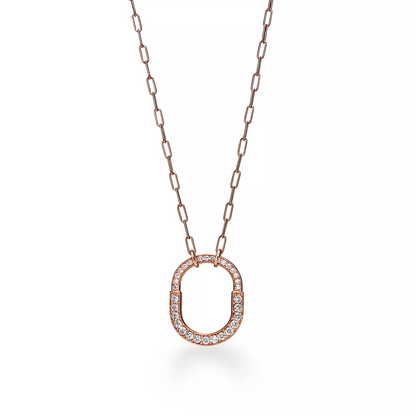 [Glow Muse ]LOCK NECKLACE MEDIUM PENDANT PINK GOLD PAVED DIAMONDS